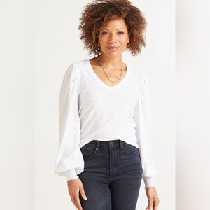 Nation LTD White Puff Sleeve Top